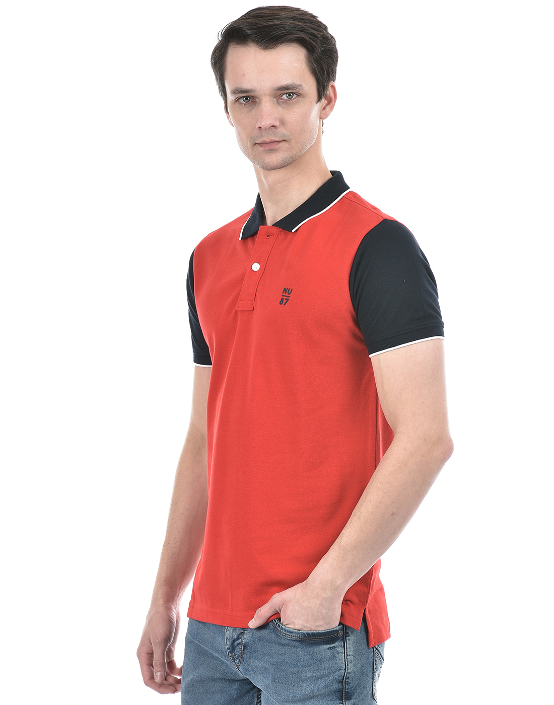 Numero Uno Men Color Block Red T-Shirt